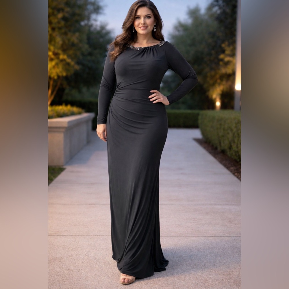 Ralph Lauren Holiday Plush Onyx Evening Dress (Size 14)